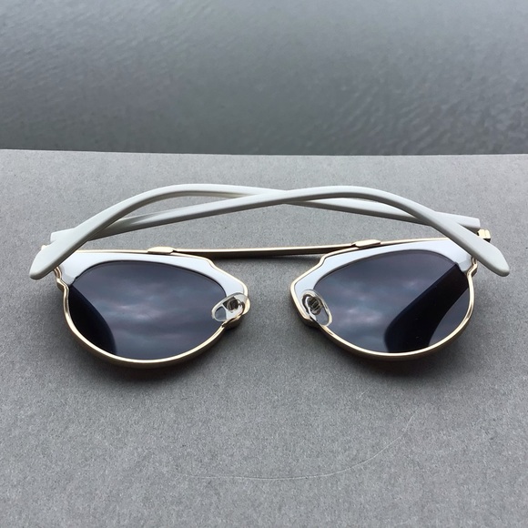 Steampunk Funky Sunglasses Blue Mirrored Lenses with White Frame Unisex - Picture 4 of 8